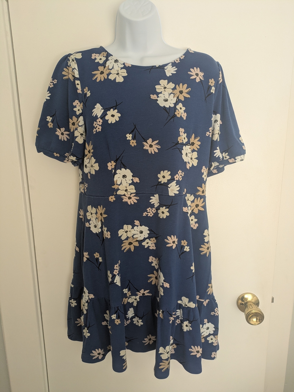 LOFT Navy Floral Mini Dress Cottagecore Size 12